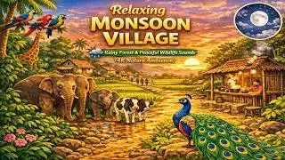 Rainy Forest & Village Life in Monsoon | Peaceful Wildlife Sounds ( AI Generated )