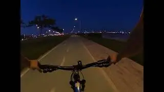 Bike Riding along Qatar's Bike Path. Time-lapse