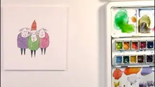 Whimsical Christmas Sheep - Easy Christmas Card in Watercolours for Beginners.