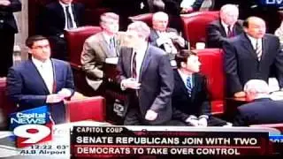 Coup in New York State senate - Republicans Take Control  (footage)