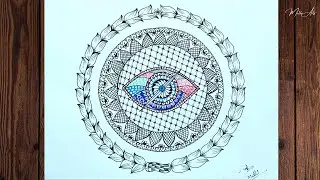 Zentangle art for Beginners || Mandala eye drawing Step by step tutorial