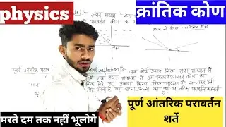 क्रांतिक कोण और पूर्ण आंतरिक परावर्तन। Critical angle and total internal reflection. #upboard 
