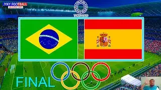 PES 2021 - Brazil vs Spain Final Tokyo 2021 Olympic Games - Full Match HD Jyky Football Gameplay PC