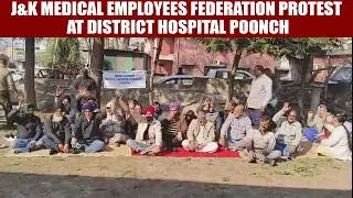 J&K Medical Employees Federation protest at District Hospital Poonch