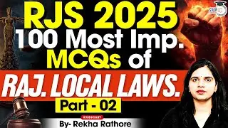 Most Important mcqs of Rajasthan local laws for RJS 2025 | Rajasthan judicial service | Study IQ