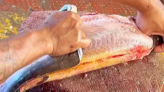 How To Remove Fish Skin | Big Pangas Fish Cutting In Bangladesh