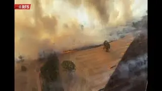 Aerial view of massive fires in Australia's Victoria state