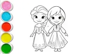 How to draw Elsa and Anna from Frozen, Disney princess Elsa drawing, Elsa Frozen movie colouring #22