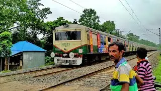 Open Bamboo Made Rail Gate | Gede-Sealdah Staff Special EMU Passing Through