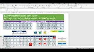 PLANILHA PALPIT&Atilde;O COM 100 DEZENAS 103 JOGOS