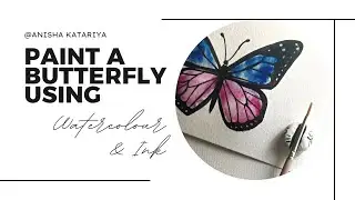 Paint a butterfly using watercolor and ink | Soothing video #paintwithme #art #butterfly #ink