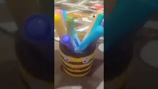 honey bee 🐝 pen holder by waste box..