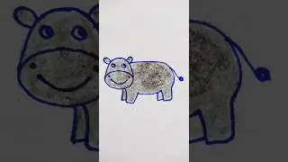 easy hippo drawing for kids#viralshort #kidsdrawing #trending #1minutedrawing #easy #tutorial