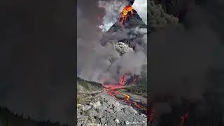 Volcano eruption near city &mdash; Massive Ash Plume on the Horizon 都市近郊で火山噴火 &mdash; 夜空を染める溶岩の光 도시 근교 화산 폭발