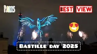 AMAZING!! 🤩🤩 BEST VIEW Firework Drone BASTILLE DAY  Eiffel Tower Paris!! 😍😍  #paris #bastille #show