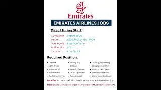 ✈️ Emirates Airlines Jobs 2025 | Hiring Now | Cabin Crew, Ground Staff, Cargo & More
