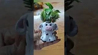 Making cute cow planter using empty paint bottle #diy #reuse #shorts #cute #planter #trending #short