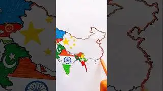 Draw Flag Map of China 🇨🇳 #china