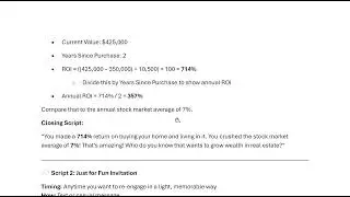 Past Client Scripts: Return on Investment and 