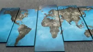 OCEAN WORLD MAP MULTI PANEL CANVAS WALL ART