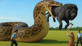 Heroic Rescue Team Saves Two Lions From a Giant Python Attack 🐍🦁