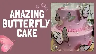 Girls ke liye beautiful cake decoration butterflies aur crystal balls ke saath