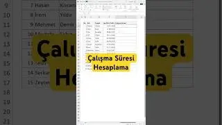 Excel&rsquo;de &Ccedil;alışma S&uuml;resi Hesaplama #excel #exceltips #exceleğitimi #exceltutorial #excelkursu