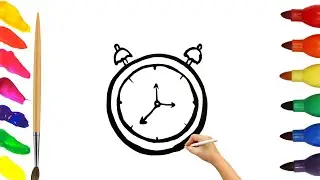 Alarm Clock Drawing, Painting and Coloring for Kids, Toddlers | How to Draw Easy