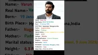 South Indian Actor Varun Tej Biography #shortsvideo #varuntej