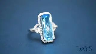 Blue Topaz Ring In 14kt White Gold With Diamonds (3/8ct Tw)