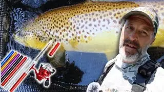 NONSTOP Brown Trout on Telescopic Micro Pen Fishing Rod and Reel