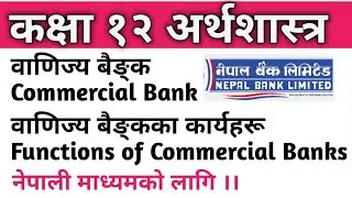 Class 12 Economics Commercial Bank and its function for Nepali medium students