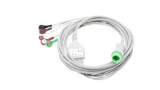 Medical Consumable Wire 5 Lead Snap ECG Cable 12pin 3m
