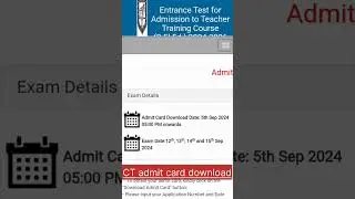 CT Admit Card Download