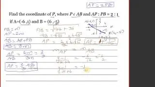 Using coordinate geometry skills to find the coordinate of a point on a line segment