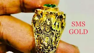 SMS GOLD MENS LORD SHIVA MARAGATHAM STONE RING