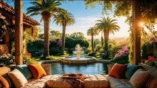 Serene Spanish Garden | Relaxing Latin Music & Nature Sounds ASMR - 4K