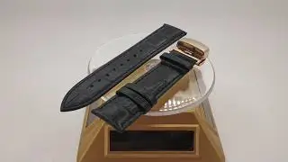 Invella Crocodile Grain Genuine Leather watch strap- Black