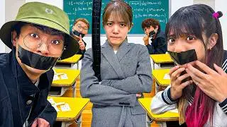 【対決】「授業中は静かに！」先生にバレずに授業サボってみたww【きょんくま】【絶対に音を立ててはいけない】