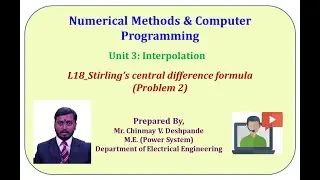 L18 Stirling’s central difference formula Problem 2