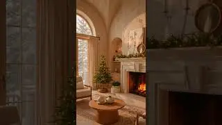 Cozy Christmas Fireplace Ambience 4K - Snowy Winter Window & Crackling Fire ASMR for Relaxation