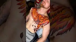 The tattoo depicted is a vibrant and detailed phoenix, a mythical bird! #tattoo#drawing_complex