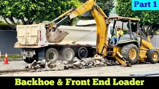 CAT&reg; BACKHOE & FRONT END LOADER in Action (Part 1/12) ~ Water Main Replacement Project 