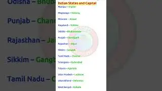 Indian States and Capital #Study #job #gk #gs #rrb #ssc #shorts