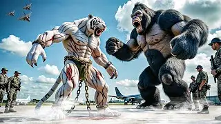 King Kong vs. White Tiger Man: The confrontation begins on a military cargo plane