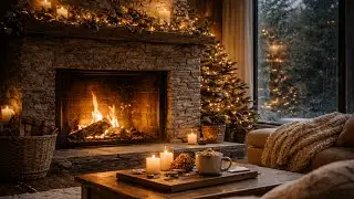 Cozy Fireplace Ambience ❄️🔥 | Snowy Winter Night • Relax, Study, Sleep