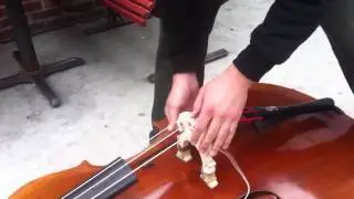 Andrew Pressman shows Steve Poltz his Chadwick Folding Bass
