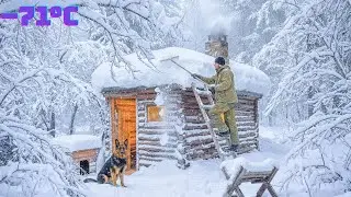 ❄️ Surviving &minus;71&deg;C Snowstorm with My Dog in a Primitive Wood Cabin