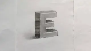 رسم حرف E ثلاثي الأبعاد Drawing letter E 3D