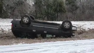 02-18-2021 Jackson & Central MS - Ice Storm, Cars Wrecked, and Pulled Out Trees, Lines Down Drone
